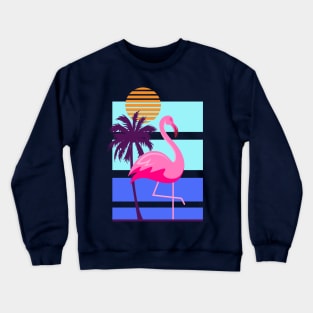 Flamingo and Palm Tree Summer Beach Design Crewneck Sweatshirt